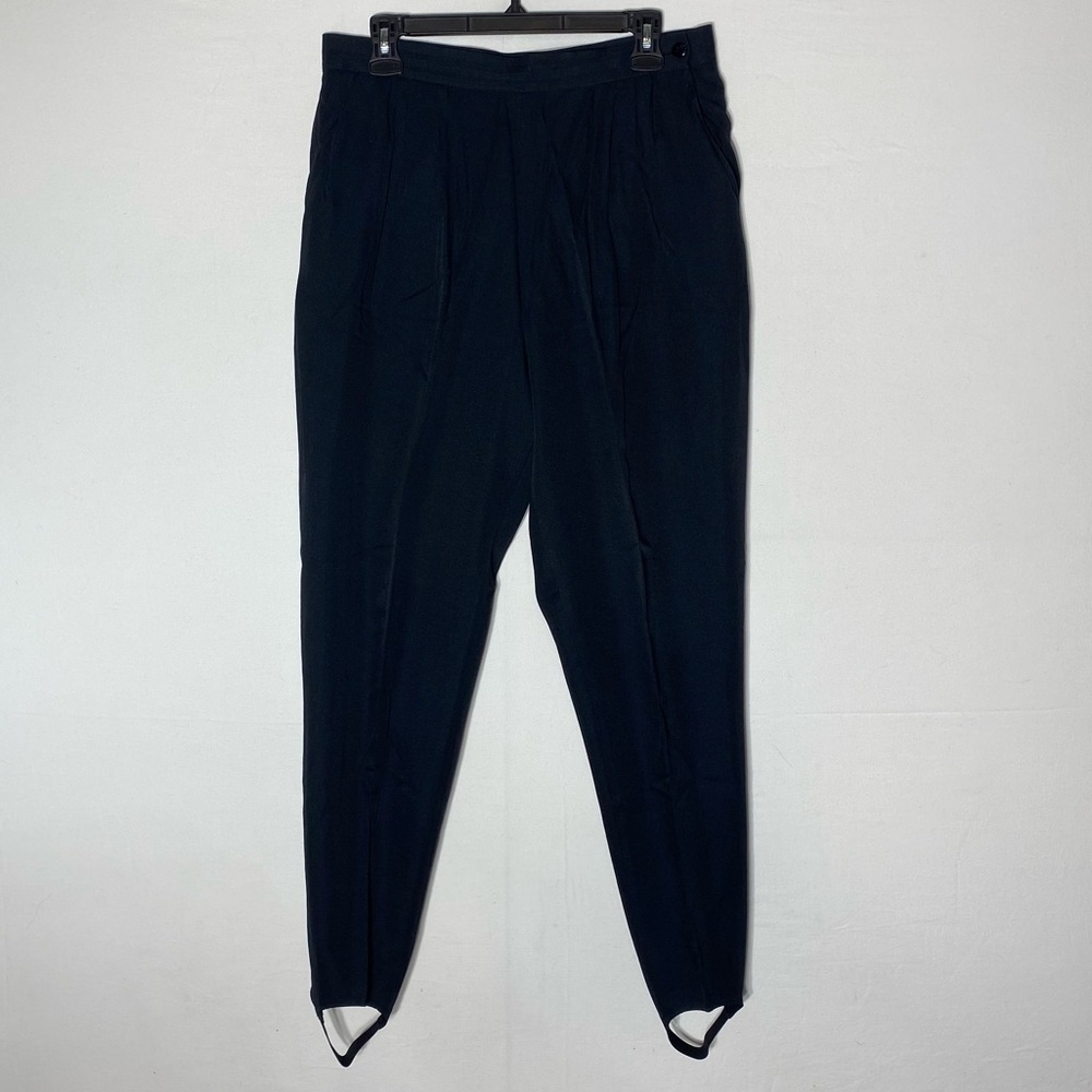 Vintage 90s Snazzie Black High Rise Pleated Front Stirrup Pants 12